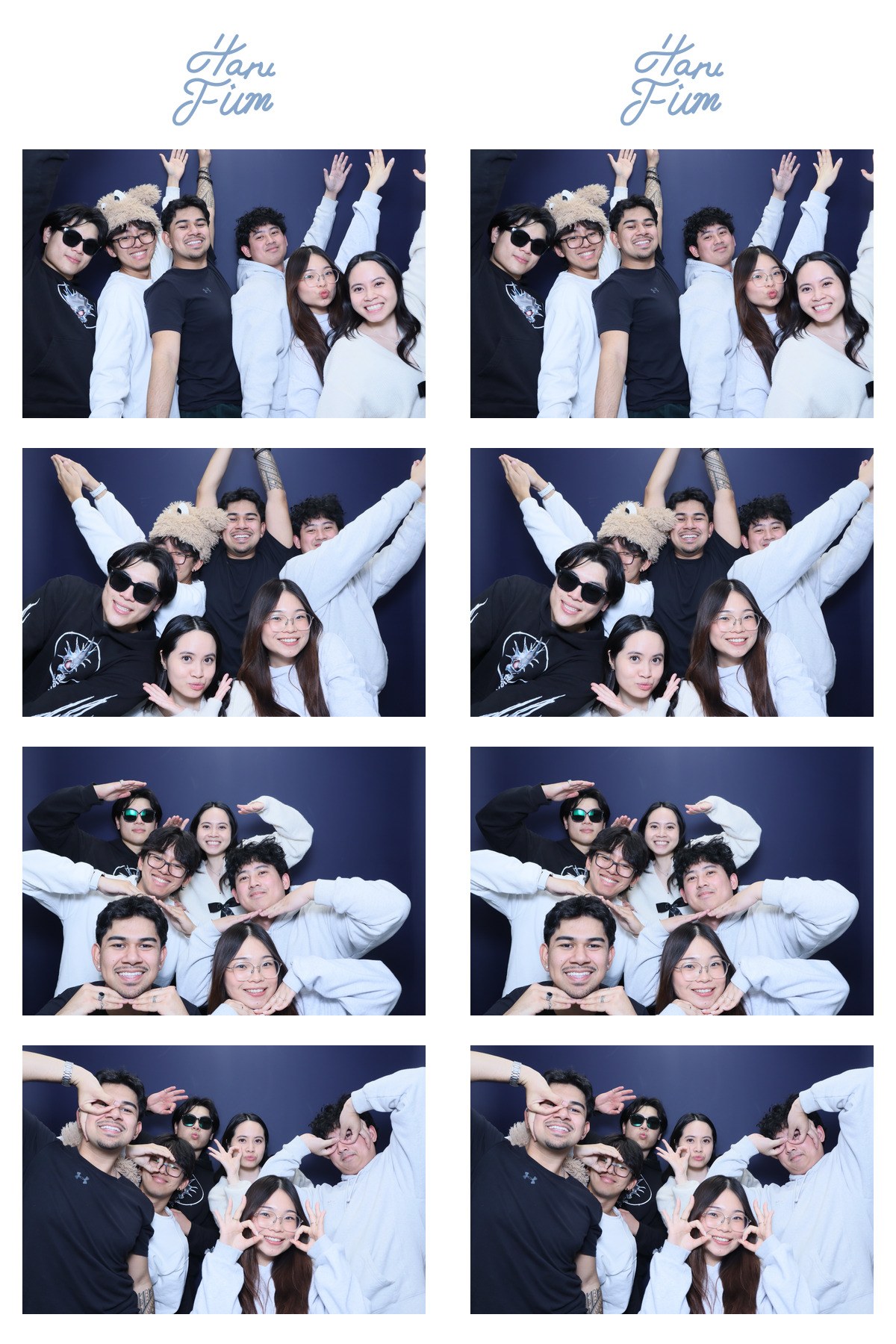 Friends posing together in a photo booth