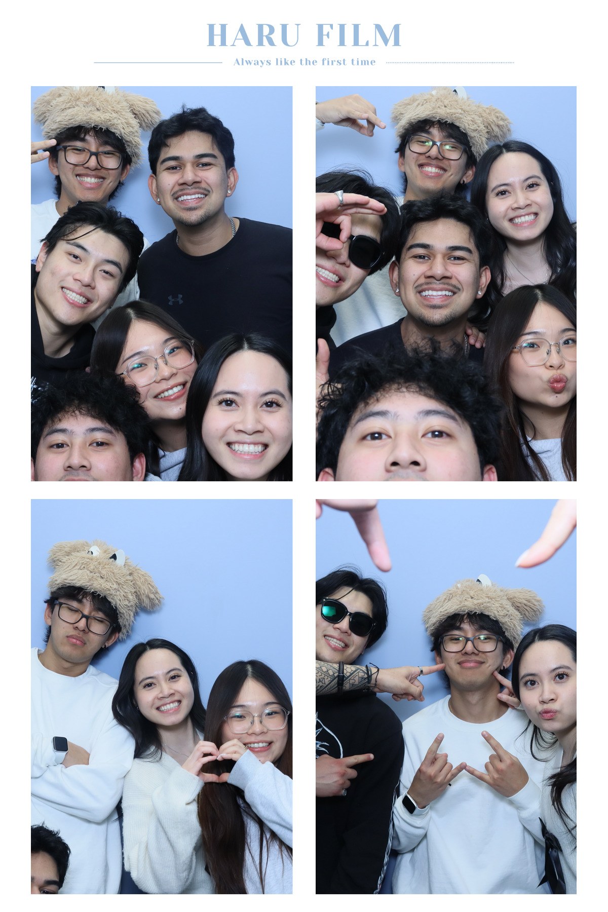 Friends in a photo booth collage
